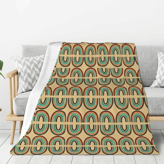 Rainbow Throw Blanket Decorative Retro Artwork Pattern Blanket for Sofa, Cozy Car Bedding Art 50x40