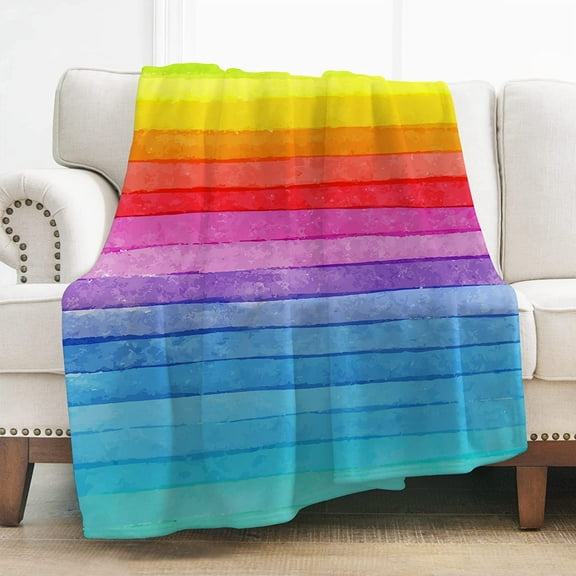 Rainbow Throw Blanket Gifts for Women Girls, Colorful Decor for Couch Bed Sofa Travelling Camping, Birthday Christmas Soft Cozy Lightweight Blankets for Kids Adults 50"x60"