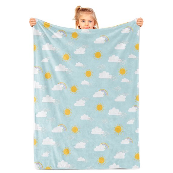 Rainbow Throw Blanket for Girls, Rainbow Blanket Throw Baby Girl Crib, Soft Cozy Flannel Rainbow Blanket Kids, Fluffy Fleece Bohemian Rainbow Blankets for Newborn Daughter Gifts Sofa 50x60 Inch