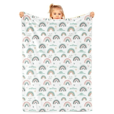 Rainbow Throw Blanket for Girls, Rainbow Blanket Throw Baby Girl Crib, Soft Cozy Flannel Rainbow Blanket Kids, Fluffy Fleece Bohemian Rainbow Blankets for Newborn Daughter Gifts Sofa 30x40 Inch