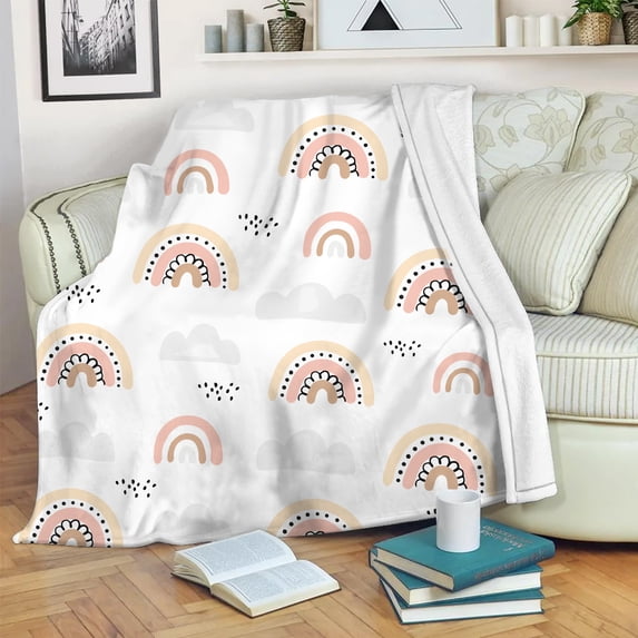 Rainbow Throw Blanket for Girls, Rainbow Blanket Throw Baby Girl Crib, Soft Cozy Flannel Rainbow Blanket Kids, Fluffy Fleece Bohemian Rainbow Blankets for Newborn Daughter Gifts Sofa 50x60 Inch