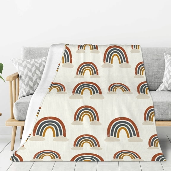 Rainbow Throw Blanket Retro Boho Terracotta Palette Pattern, Beautiful Lounge Recliner Chair 50x40