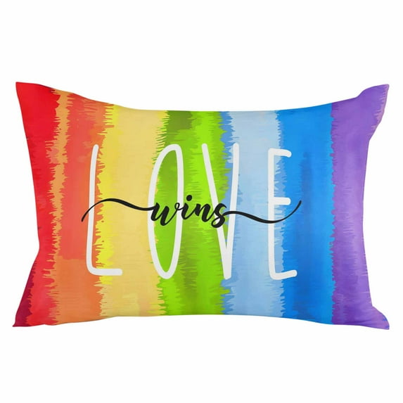 Rainbow Throw Pillow Cover 16 x 24 Inch Decorative Pillow Cover Cartoon Colorful Gradient Striped Funny Art Lumbar Pillowcase Seasonal Rectangle Cushion Case for Couch Sofa Bed Living Room