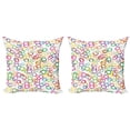 thumbnail image 1 of Ambesonne Summer Throw Pillow Cover 2 Pack, Colored Geometric Circle, 20", Lavender Salmon, 1 of 2