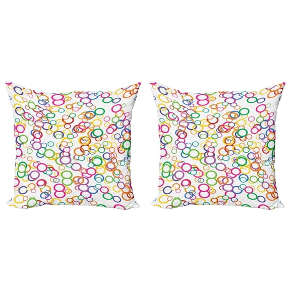 Ambesonne Summer Throw Pillow Cover 2 Pack, Colored Geometric Circle, 20", Lavender Salmon
