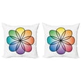 thumbnail image 1 of Ambesonne Rainbow Throw Pillow Cover 2 Pack, Flower of Life Motif, 18", Multicolor, 1 of 2