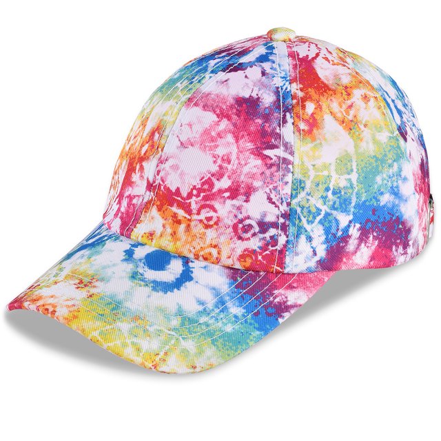 Rainbow TieDye Baseball Hat ,Girls Baseball Cap,Kids Multi Colored Sun