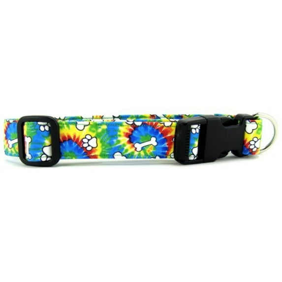 Rainbow Tie Dye Bones & Paws Dog Collar - Size - Mini