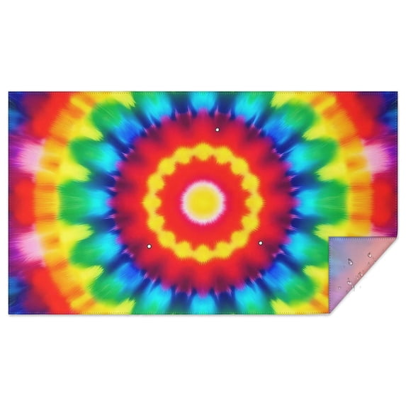 Rainbow Tie Dye Circular Pattern Rectangle Tablecloth 60"x102",Waterproof Polyester Rectangle Table Cloth, Wipeable Spillproof Polyester Tablecloth for Dining, Camping, Indoor and Outdoor
