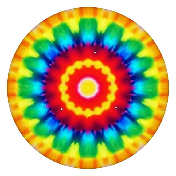 Rainbow Tie Dye Circular Pattern Round Fitted Tablecloth with Elastic Edge,Dining Table Cover Waterproof,Outdoor Round Tablecloth for Camping,Dining,Indoor and Outdoor