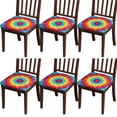thumbnail image 1 of Rainbow Tie Dye Circular Pattern Seat Covers for Dining Room Chairs Set Of 4,Stretch Printed Washable Chair Seat Cover with Elastic Ties and Button,Removable Waterproof Couch Cushion Covers, 1 of 6