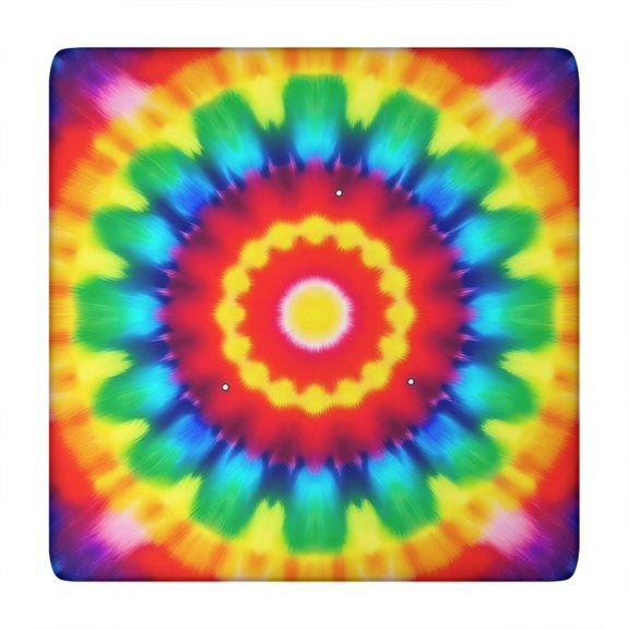 Rainbow Tie Dye Circular Pattern Square Fitted Tablecloth with Elastic Edge,Square Table Cover,Washable Elastic Table Cover for Home Kitchen Party Decor 34"x34"