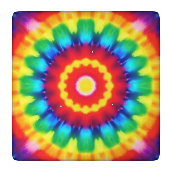 Rainbow Tie Dye Circular Pattern Square Fitted Tablecloth with Elastic Edge,Square Table Cover,Washable Elastic Table Cover for Home Kitchen Party Decor 36"x36"