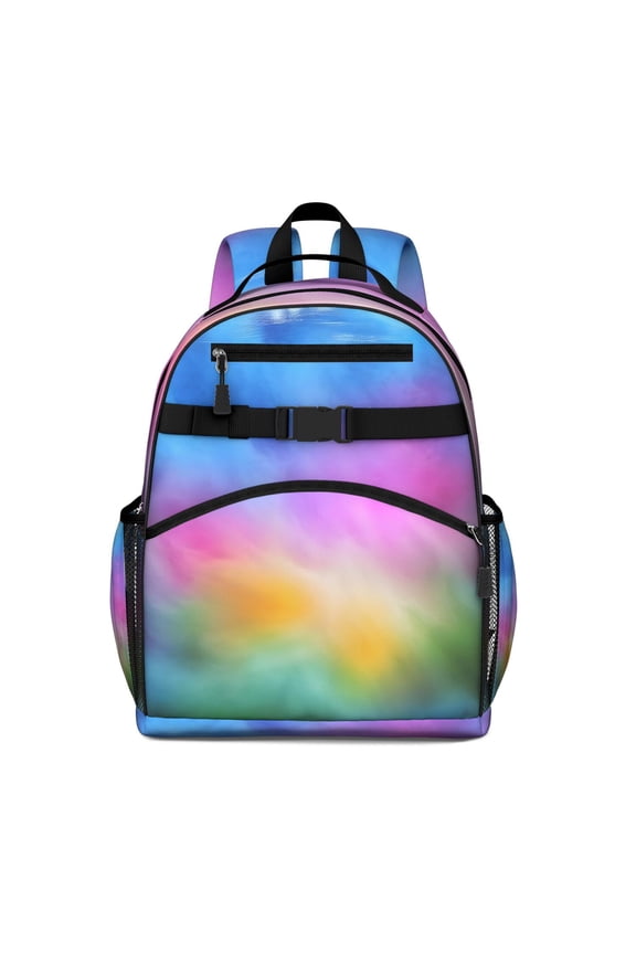 Rainbow Tie Dye Cloud Pattern Backpack for School,Cute School Bag,Schoolbag with Adjustable Shoulder Straps & Padded Back,15.25"x11.5"x5.25"