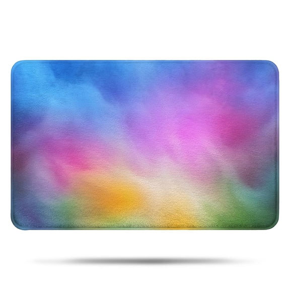 Rainbow Tie Dye Cloud Pattern Bathroom Rugs Mat,Non Slip Microfiber Bathroom Rug,Rubber Backing,Soft Bathroom Mats for Bathroom Floor,Tub and Shower,17x27in(43x68cm)