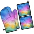 thumbnail image 1 of Rainbow Tie Dye Cloud Pattern Kitchen Oven Mitt and Pot Holder Sets 2 Pcs for Baking, Cooking and Grilling, Heat Resistant Up To 392 °F, 1 of 7