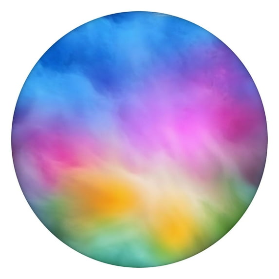 Rainbow Tie Dye Cloud Pattern Round Fitted Tablecloth with Elastic Edge,Dining Table Cover Waterproof,Outdoor Round Tablecloth for Camping,Dining,Indoor and Outdoor