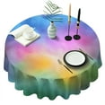 thumbnail image 1 of Rainbow Tie Dye Cloud Pattern Round Tablecloth 60"x60",Wrinkle Wipeable Table Cloth for Kitchen Dining Room Picnic Patio Party, 1 of 6