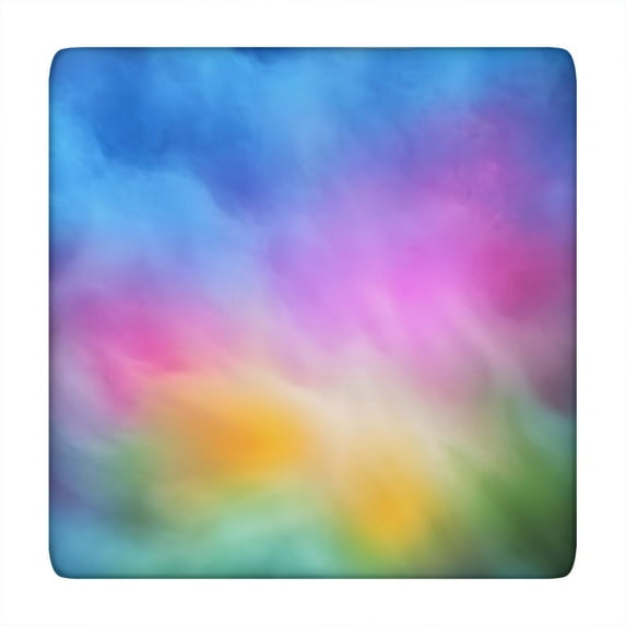 Rainbow Tie Dye Cloud Pattern Square Fitted Tablecloth with Elastic Edge,Square Table Cover,Washable Elastic Table Cover for Home Kitchen Party Decor 34"x34"