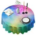 thumbnail image 1 of Rainbow Tie Dye Cloud Round Tablecloth 60"x60",Wrinkle Wipeable Table Cloth for Kitchen Dining Room Picnic Patio Party, 1 of 6