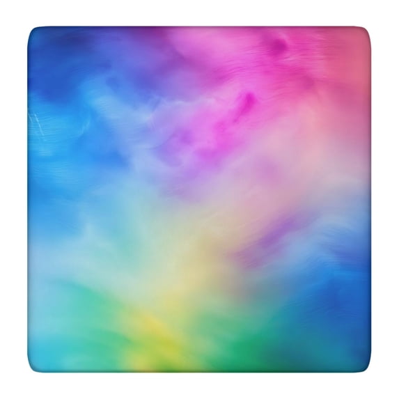Rainbow Tie Dye Cloud Square Fitted Tablecloth with Elastic Edge,Square Table Cover,Washable Elastic Table Cover for Home Kitchen Party Decor 36"x36"