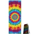 thumbnail image 1 of Rainbow Tie Dye Concentric Circles Hot Yoga Mat Towel Non Slip for Hot Yoga - Quick-Drying Yoga Mat Cover with 4 Corner Pockets with Travel Bag - Hot Yoga Towel Non Slip 70"x26", 1 of 6