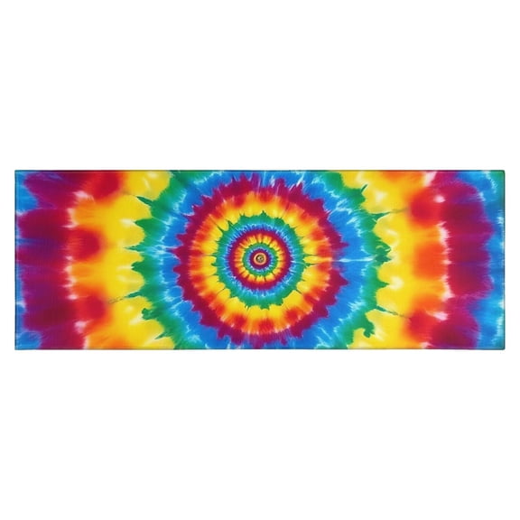 Rainbow Tie Dye Concentric Circles Kitchen Rug Mat,Kitchen Runner Rugs Non Skid Washable,Decorative Kitchen Floor Mats for Kitchen,Sink,Laundry,17"X47"
