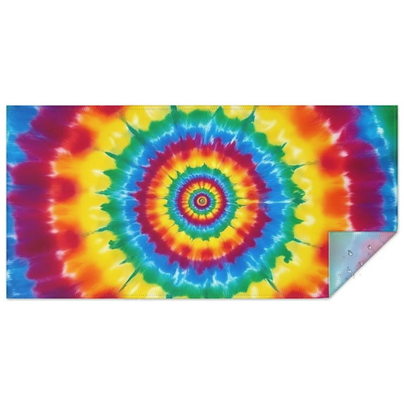 Rainbow Tie Dye Concentric Circles Rectangle Tablecloth 60"x120",Waterproof Polyester Rectangle Table Cloth, Wipeable Spillproof Polyester Tablecloth for Dining, Camping, Indoor and Outdoor