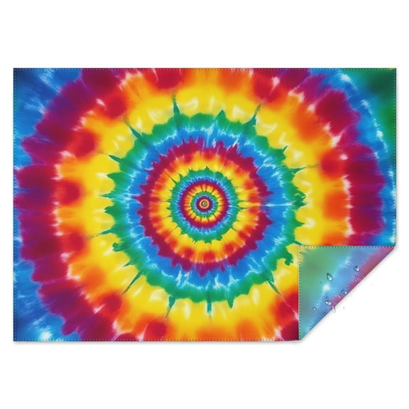 Rainbow Tie Dye Concentric Circles Rectangle Tablecloth 60"x84",Waterproof Polyester Rectangle Table Cloth, Wipeable Spillproof Polyester Tablecloth for Dining, Camping, Indoor and Outdoor