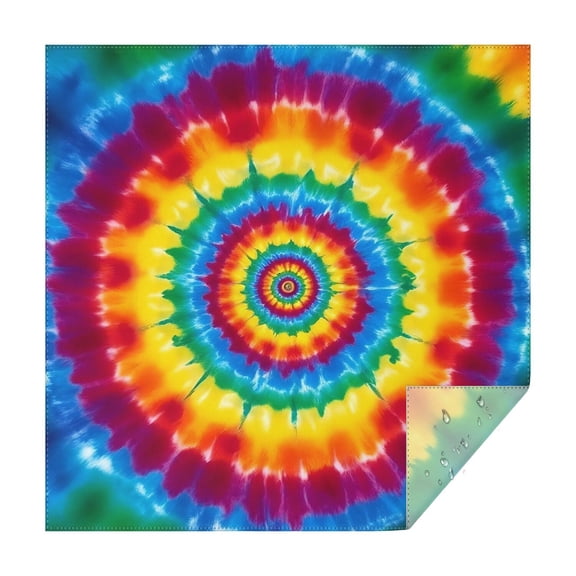 Rainbow Tie Dye Concentric Circles Square Tablecloth,Waterproof Square Table Cover,Wipeable Spillproof Washable Table Cover for Home Kitchen Party Decor 60"x60"(152x152cm)
