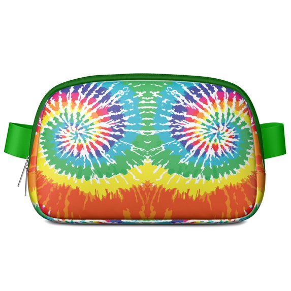 Rainbow Tie Dye Fanny Pack – Boho Belt Bag with Watercolor Swirl, Vintage Hippie Marble Pattern for Retro Lovers