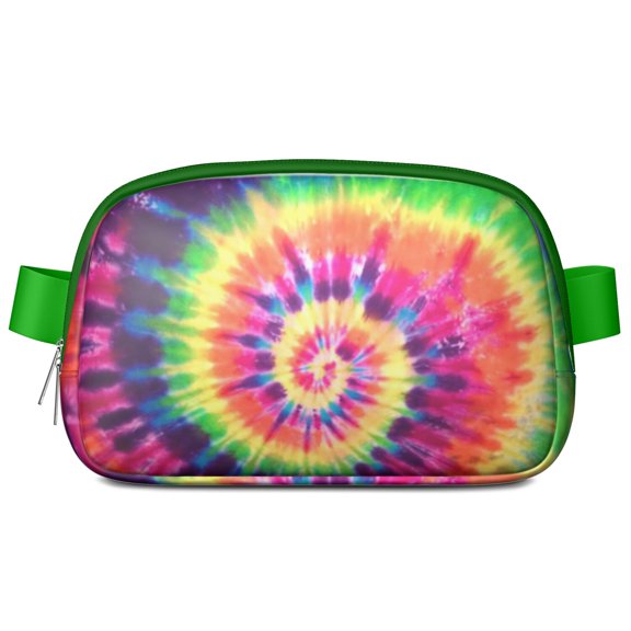 Rainbow Tie Dye Fanny Pack – Boho Belt Bag with Watercolor Swirl, Vintage Hippie Marble Pattern for Retro Lovers