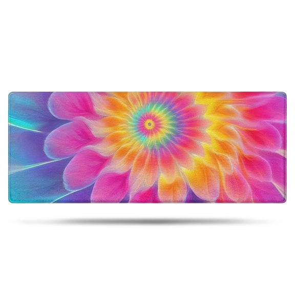 Rainbow Tie Dye Floral Pattern Bathroom Rugs Mat,Non Slip Microfiber Bathroom Rug,Rubber Backing,Soft Bathroom Mats for Bathroom Floor,Tub and Shower,60x24in(150x60cm)