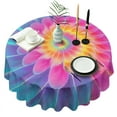 thumbnail image 1 of Rainbow Tie Dye Floral Pattern Round Tablecloth 60"x60",Wrinkle Wipeable Table Cloth for Kitchen Dining Room Picnic Patio Party, 1 of 6