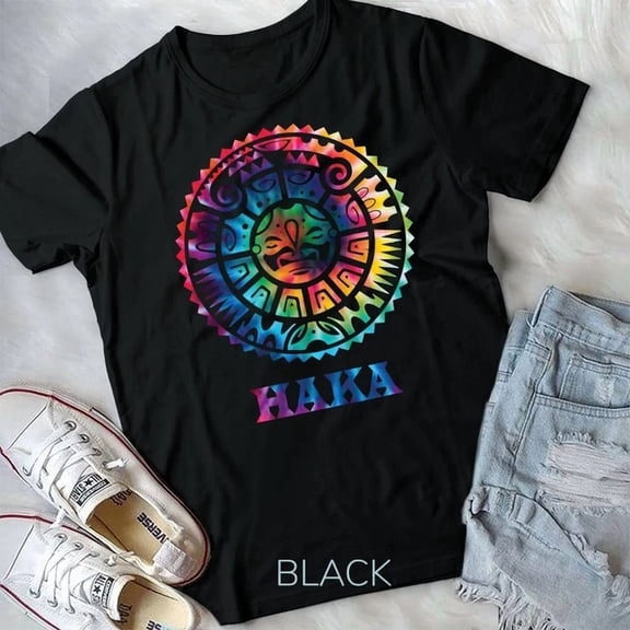 Rainbow Tie Dye - Haka Dance Culture Maori Symbol New Zealand Unisex T-Shirt, Vintage Birthday Gift