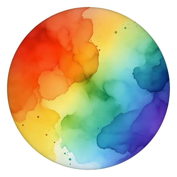 Rainbow Tie Dye Ink Pattern Round Fitted Tablecloth with Elastic Edge,Dining Table Cover Waterproof,Outdoor Round Tablecloth for Camping,Dining,Indoor and Outdoor