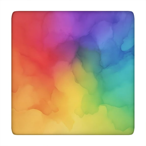 Rainbow Tie Dye Ink Pattern Square Fitted Tablecloth with Elastic Edge,Square Table Cover,Washable Elastic Table Cover for Home Kitchen Party Decor 34"x34"