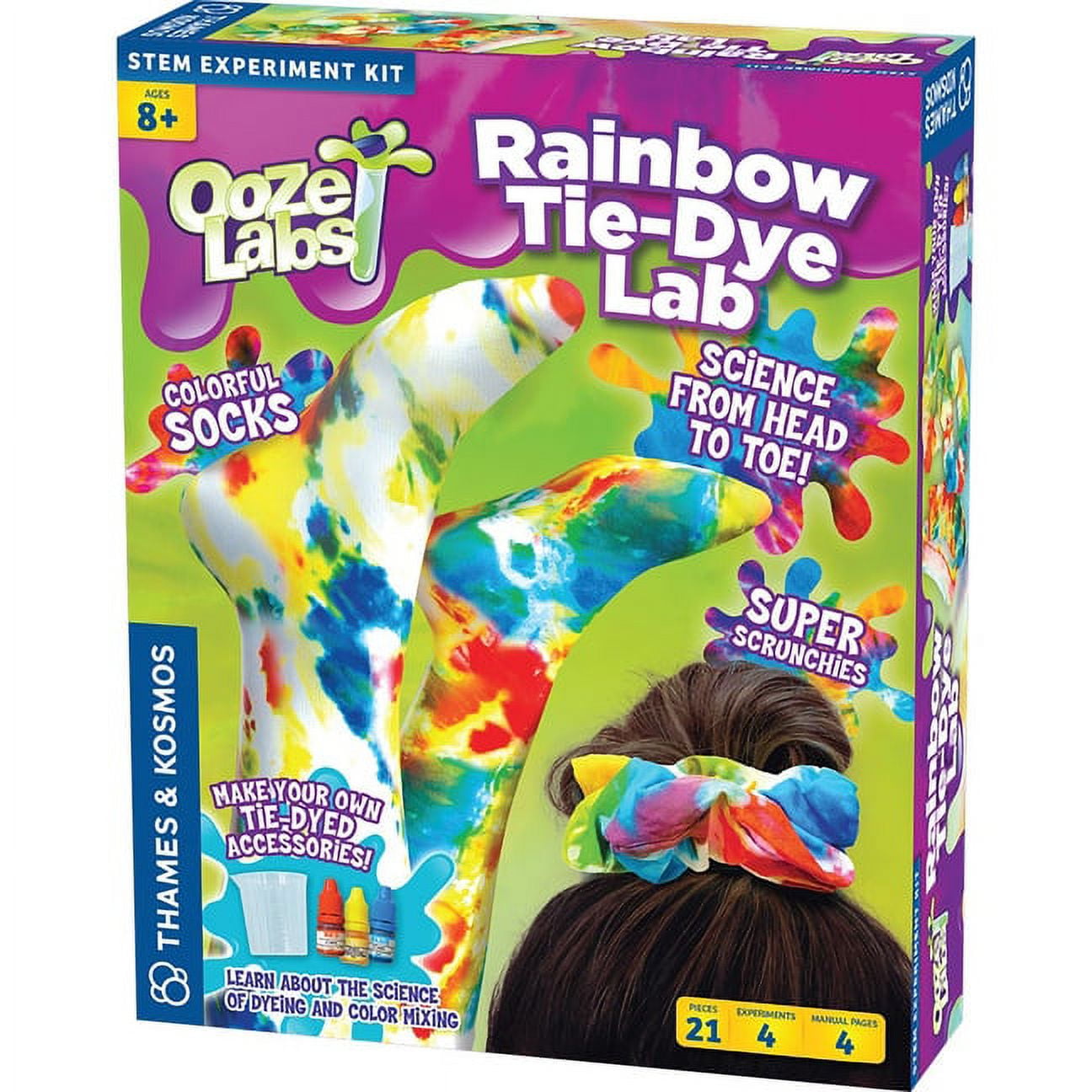 Rainbow Tie-Dye Lab with Colorful Socks and Scrunchies