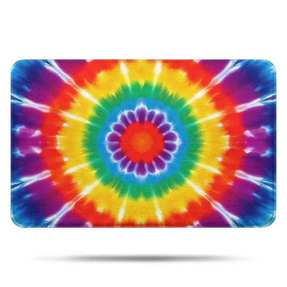 Rainbow Tie Dye Mandala Bathroom Rugs Mat,Non Slip Microfiber Bathroom Rug,Rubber Backing,Soft Bathroom Mats for Bathroom Floor,Tub and Shower,17x27in(43x68cm)