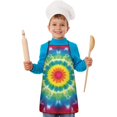 thumbnail image 1 of Rainbow Tie Dye Mandala Flower Pattern Kids Aprons for Girls and Boys,Adjustable Neck Strap Toddler Aprons for Kids Cooking Baking, 1 of 6
