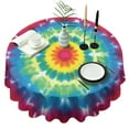 thumbnail image 1 of Rainbow Tie Dye Mandala Flower Pattern Round Tablecloth 60"x60",Wrinkle Wipeable Table Cloth for Kitchen Dining Room Picnic Patio Party, 1 of 6