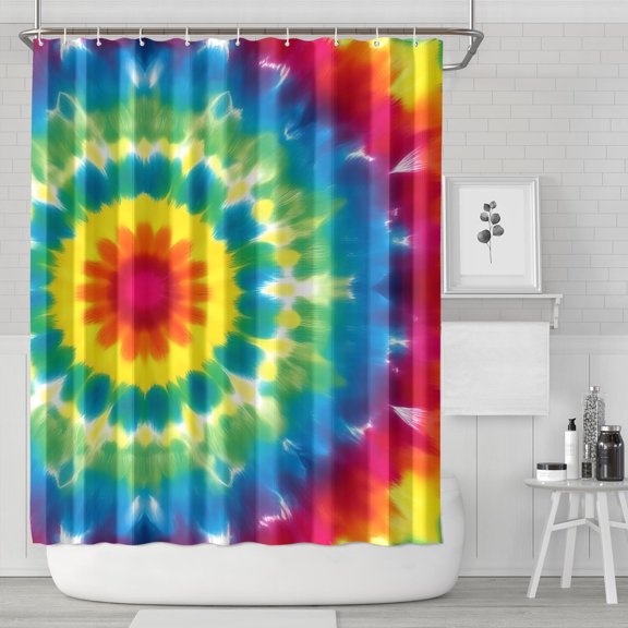 Rainbow Tie Dye Mandala Flower Pattern Shower Curtain 84"x72" ,Bathroom Decorative Shower Curtains Set with 12 Hooks,Modern Waterproof Washable Shower Curtain