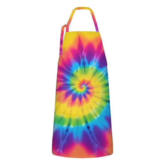 Rainbow Tie Dye Mandala Pattern Apron-Garden Aprons for Women with Pockets-Cotton Linen Waterproof Kitchen Cooking Gardening Aprons Adjustable for Kitchen,Cooking,BBQ and Salon 33x27 Inch