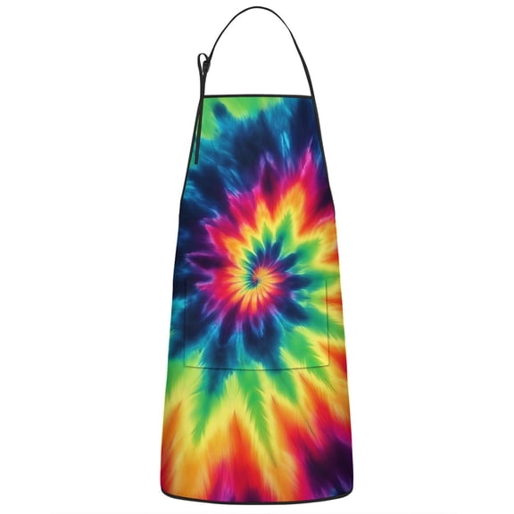 Rainbow Tie Dye Mandala Pattern Apron-Garden Aprons for Women with Pockets-Cotton Linen Waterproof Kitchen Cooking Gardening Aprons Adjustable for Kitchen,Cooking,BBQ and Salon 33x27 Inch