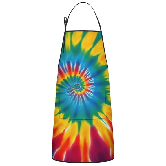 Rainbow Tie Dye Mandala Pattern Apron-Garden Aprons for Women with Pockets-Cotton Linen Waterproof Kitchen Cooking Gardening Aprons Adjustable for Kitchen,Cooking,BBQ and Salon 33x27 Inch
