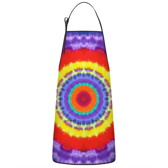 Rainbow Tie Dye Mandala Pattern Apron-Garden Aprons for Women with Pockets-Cotton Linen Waterproof Kitchen Cooking Gardening Aprons Adjustable for Kitchen,Cooking,BBQ and Salon 33x27 Inch