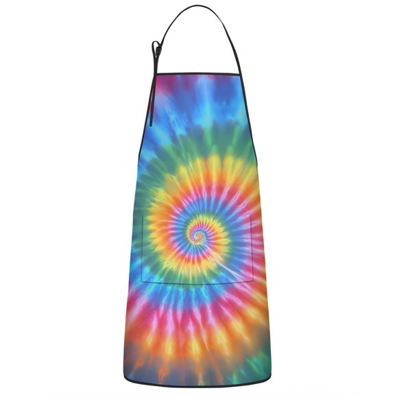 Rainbow Tie Dye Mandala Pattern Apron-Garden Aprons for Women with Pockets-Cotton Linen Waterproof Kitchen Cooking Gardening Aprons Adjustable for Kitchen,Cooking,BBQ and Salon 33x27 Inch