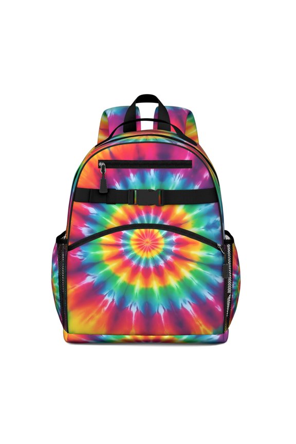 Rainbow Tie Dye Mandala Pattern Backpack for School,Cute School Bag,Schoolbag with Adjustable Shoulder Straps & Padded Back,15.25"x11.5"x5.25"