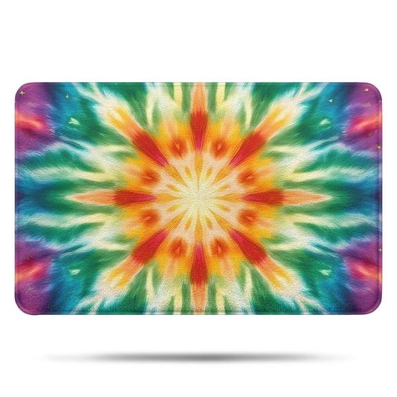 Rainbow Tie Dye Mandala Pattern Bathroom Rugs Mat,Non Slip Microfiber Bathroom Rug,Rubber Backing,Soft Bathroom Mats for Bathroom Floor,Tub and Shower,17x27in(43x68cm)