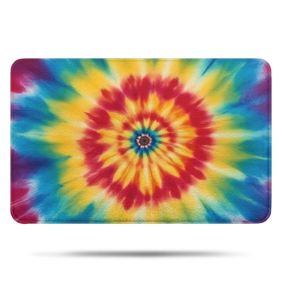Rainbow Tie Dye Mandala Pattern Bathroom Rugs Mat,Non Slip Microfiber Bathroom Rug,Rubber Backing,Soft Bathroom Mats for Bathroom Floor,Tub and Shower,17x27in(43x68cm)